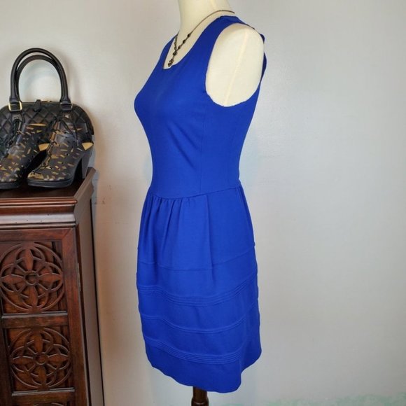Madewell Cobalt Blue Raw Edging Sleeveless Dress With Pockets Size XS - Picture 2 of 8